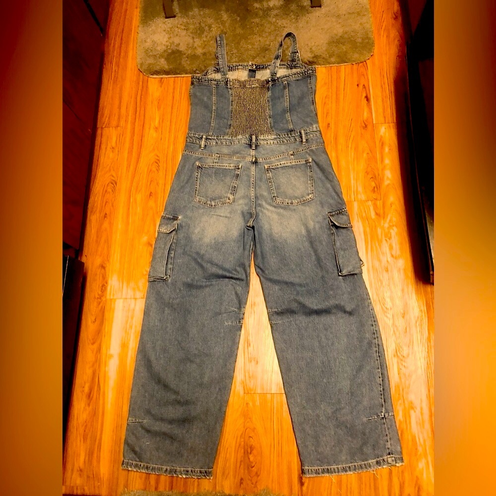 Zara TRF Denim Cargo Overalls - Picture 5 of 11
